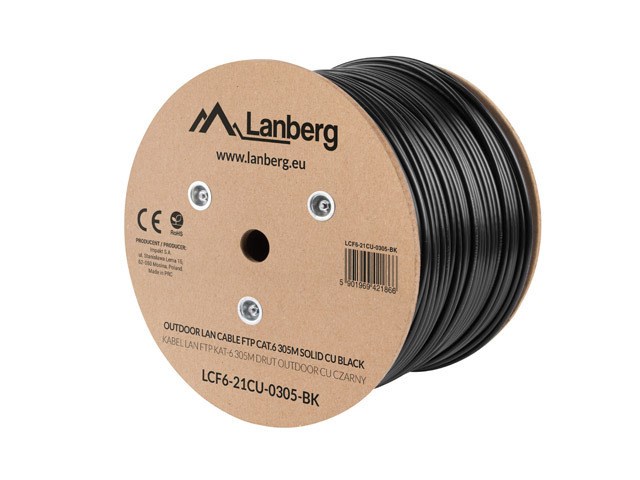 Lanberg LCF6-21CU-0305-BK networking cable Black 305 m Cat6 F/UTP (FTP) Lanberg LCF6-21CU-0305-BK networking cable Black 305 m Cat6 F/UTP (FTP)