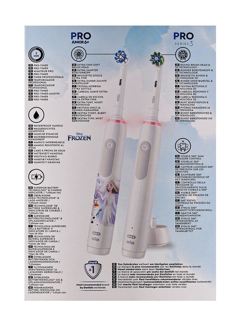 Oral-B Pro 3 3000 White + Oral-B Junior Frozen 6+ Set of rotating toothbrushes Oral-B Pro 3 3000 White + Oral-B Junior Frozen 6+ Set of rotating toothbrushes