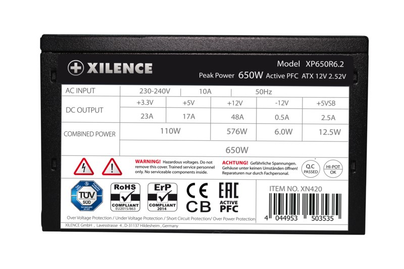 Xilence Performance C XP650R6.2 power supply unit 650 W 20+4 pin ATX ATX Black Xilence Performance C XP650R6.2 power supply unit 650 W 20+4 pin ATX ATX Black