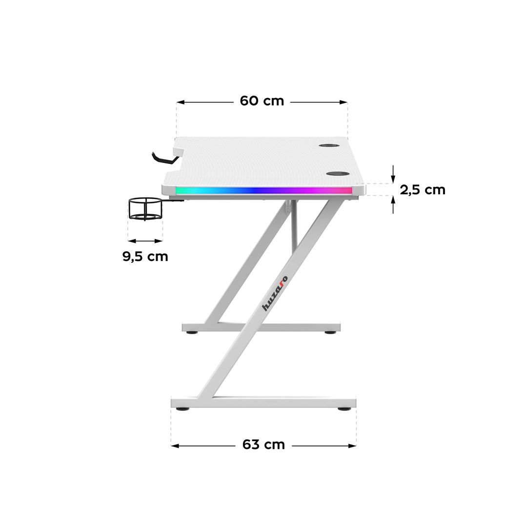 Huzaro Hero 2.5 White RGB gaming desk Huzaro Hero 2.5 White RGB gaming desk
