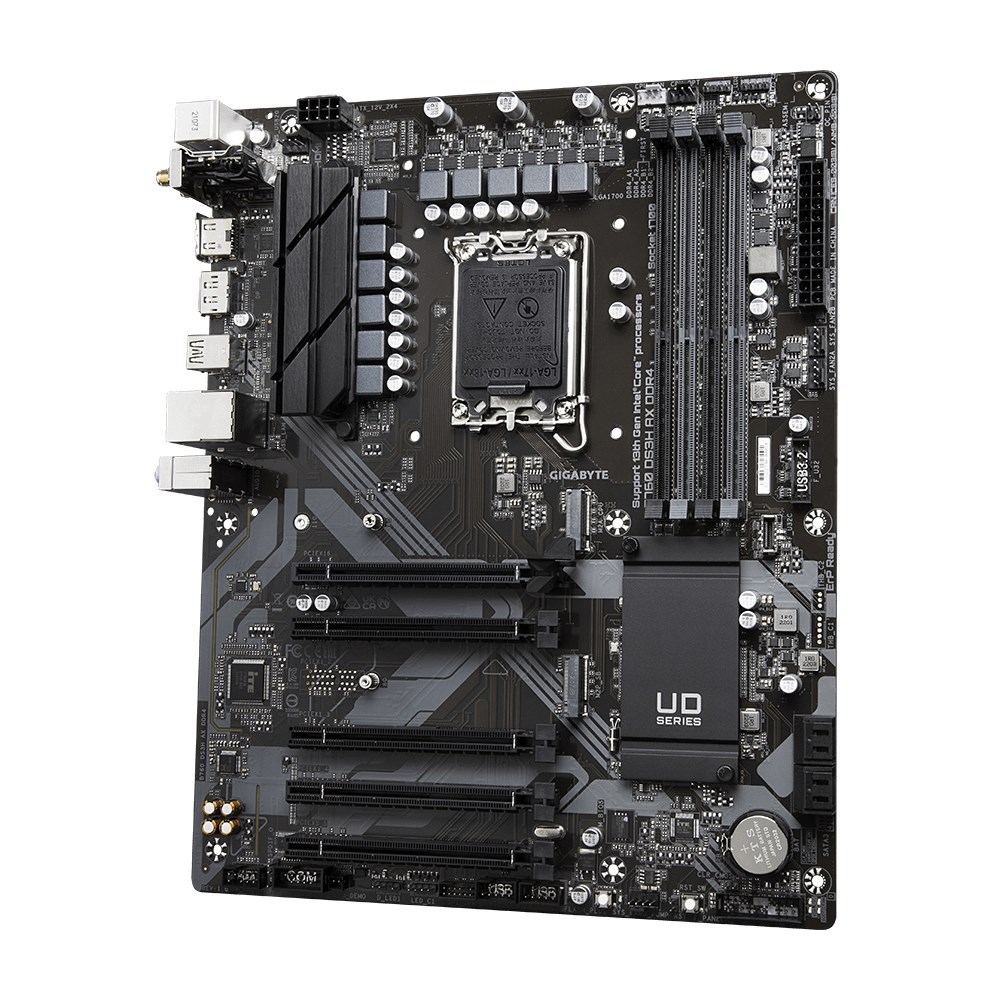 Gigabyte B760 DS3H AX DDR4 Motherboard - Supports Intel Core 14th CPUs, 8+2+1 Phases Digital VRM, up to 5333MHz DDR4 (OC), 2xPCIe 4.0 M.2, Wi-Fi 6E, GbE LAN, USB 3.2 Gen 2 Gigabyte B760 DS3H AX DDR4 Motherboard - Supports Intel Core 14th CPUs, 8+2+1 Phases Digital VRM, up to 5333MHz DDR4 (OC), 2xPCIe 4.0 M.2, Wi-Fi 6E, GbE LAN, USB 3.2 Gen 2
