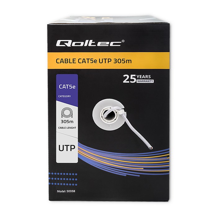 Qoltec 50358 UTP network cable| CAT5E | 305m | PVC grey Qoltec 50358 UTP network cable| CAT5E | 305m | PVC grey