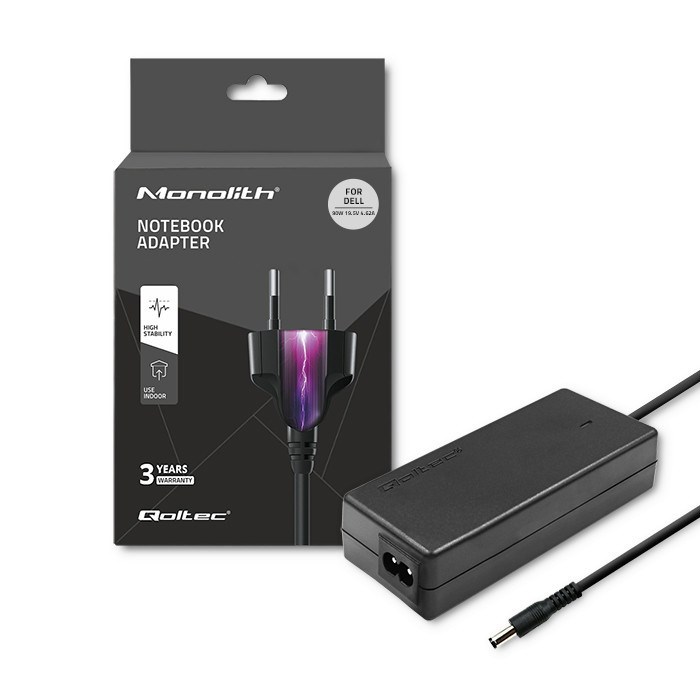 Qoltec 51516.90W Power adapter for Dell | 90W | 19.5V | 4.62A | 4.5*3.0+pin | +power cable Qoltec 51516.90W Power adapter for Dell | 90W | 19.5V | 4.62A | 4.5*3.0+pin | +power cable