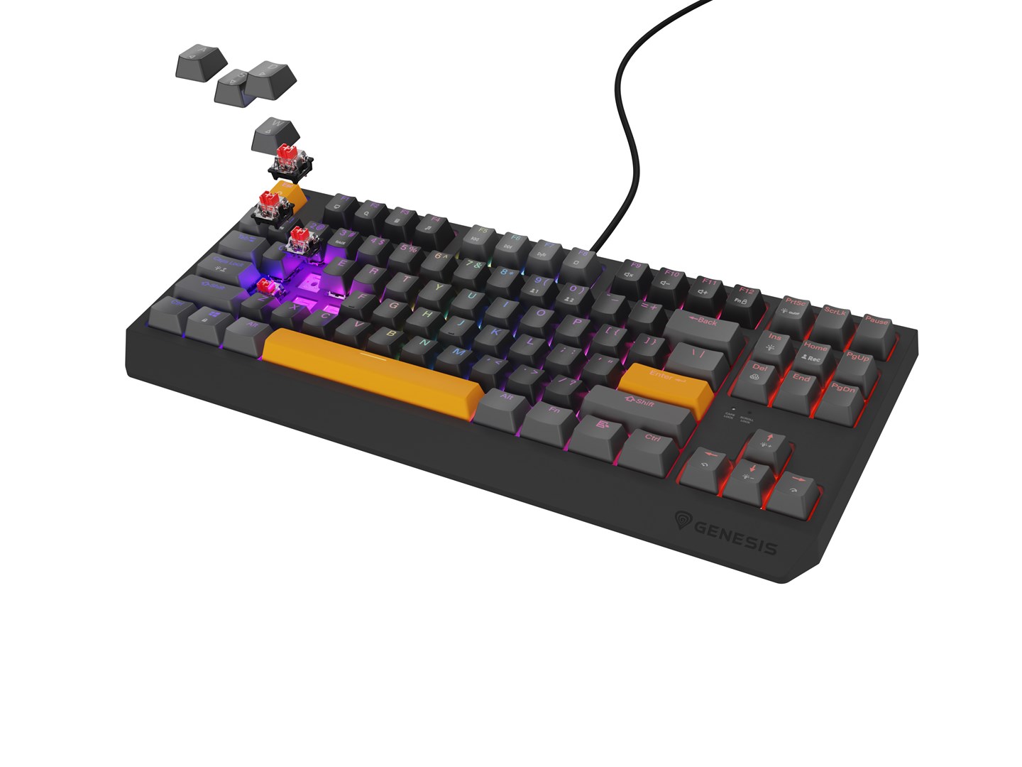 GENESIS Thor 230 TKL keyboard Gaming USB + RF Wireless + Bluetooth QWERTY Black, Grey, Orange GENESIS Thor 230 TKL keyboard Gaming USB + RF Wireless + Bluetooth QWERTY Black, Grey, Orange