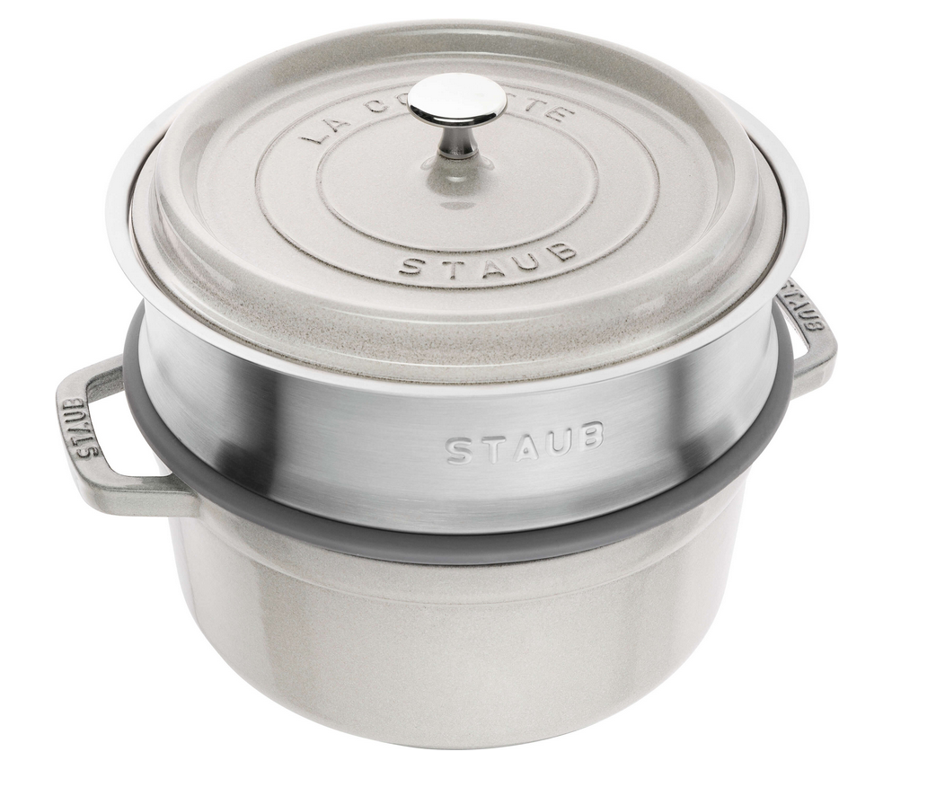 STAUB La Cocotte cast iron round pot with insert 40508-822-0 - 3.8 ltr. white truffle STAUB La Cocotte cast iron round pot with insert 40508-822-0 - 3.8 ltr. white truffle