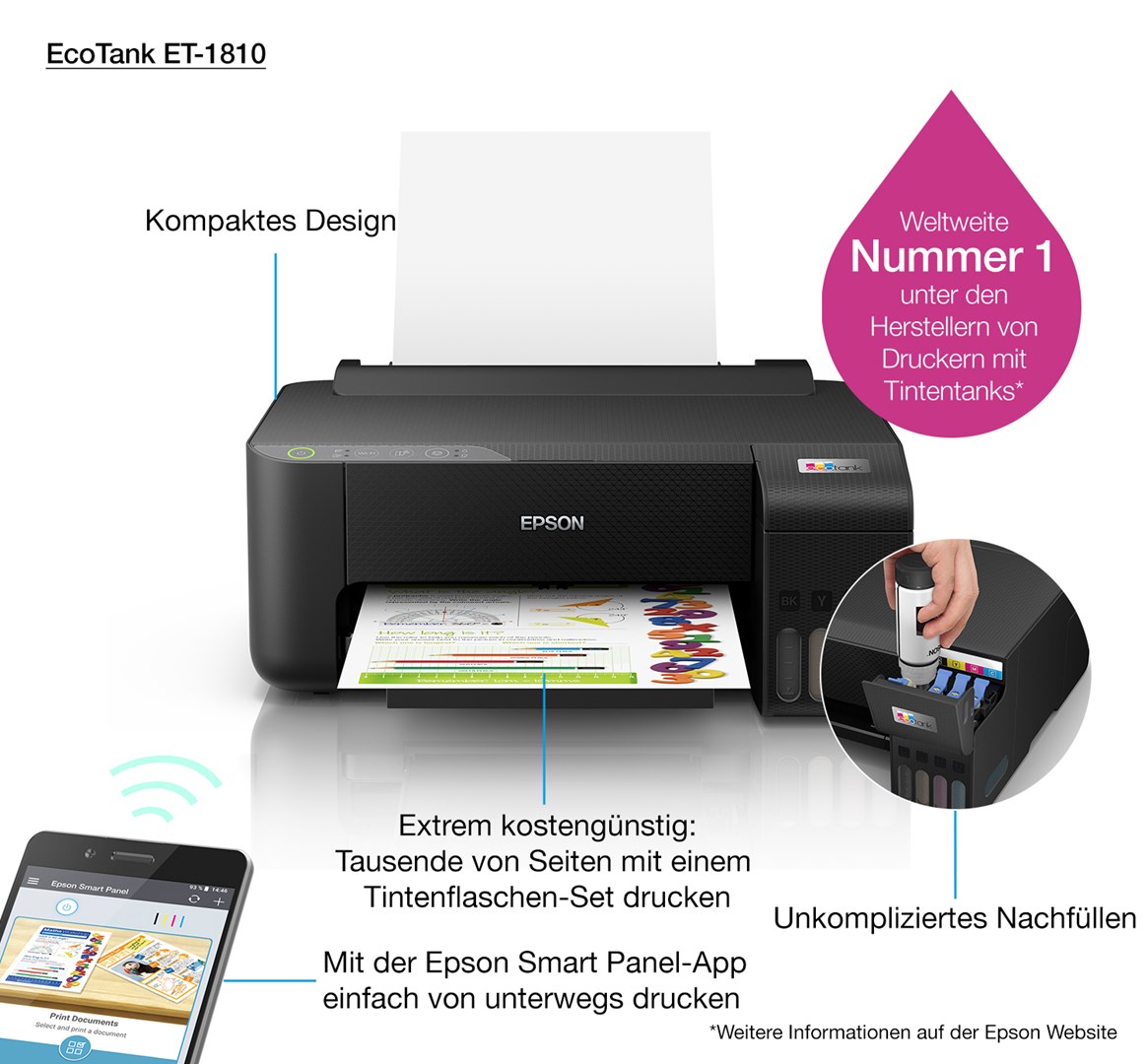 Epson ET-1810 color inkjet printer Epson ET-1810 color inkjet printer