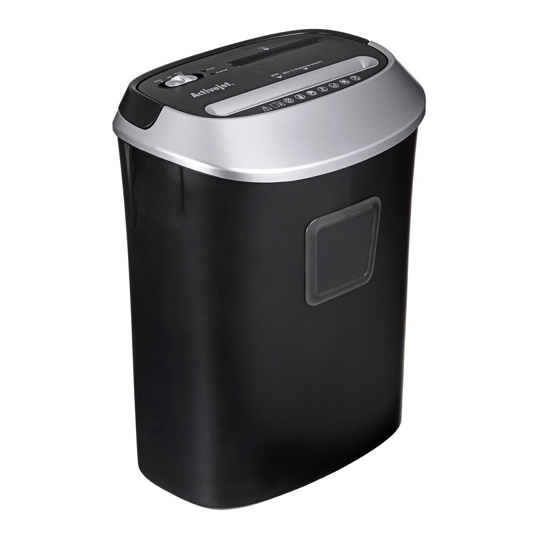 Shredder Activejet ASH-1201D, P-3, 25 l, 5x38 mm shreds, black and silver. Shredder Activejet ASH-1201D, P-3, 25 l, 5x38 mm shreds, black and silver.