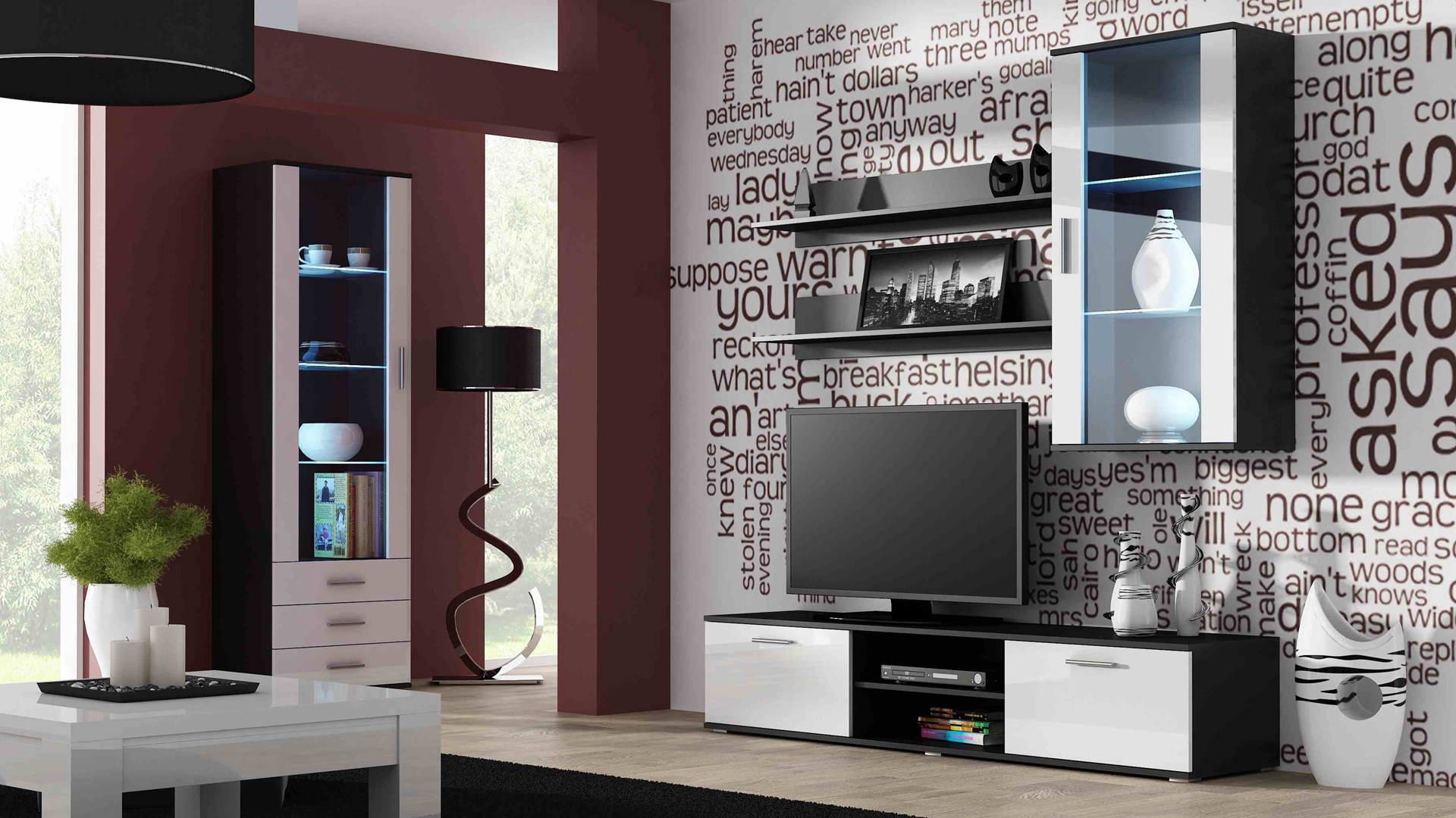Cama TV stand SOHO 180 black/white gloss Cama TV stand SOHO 180 black/white gloss