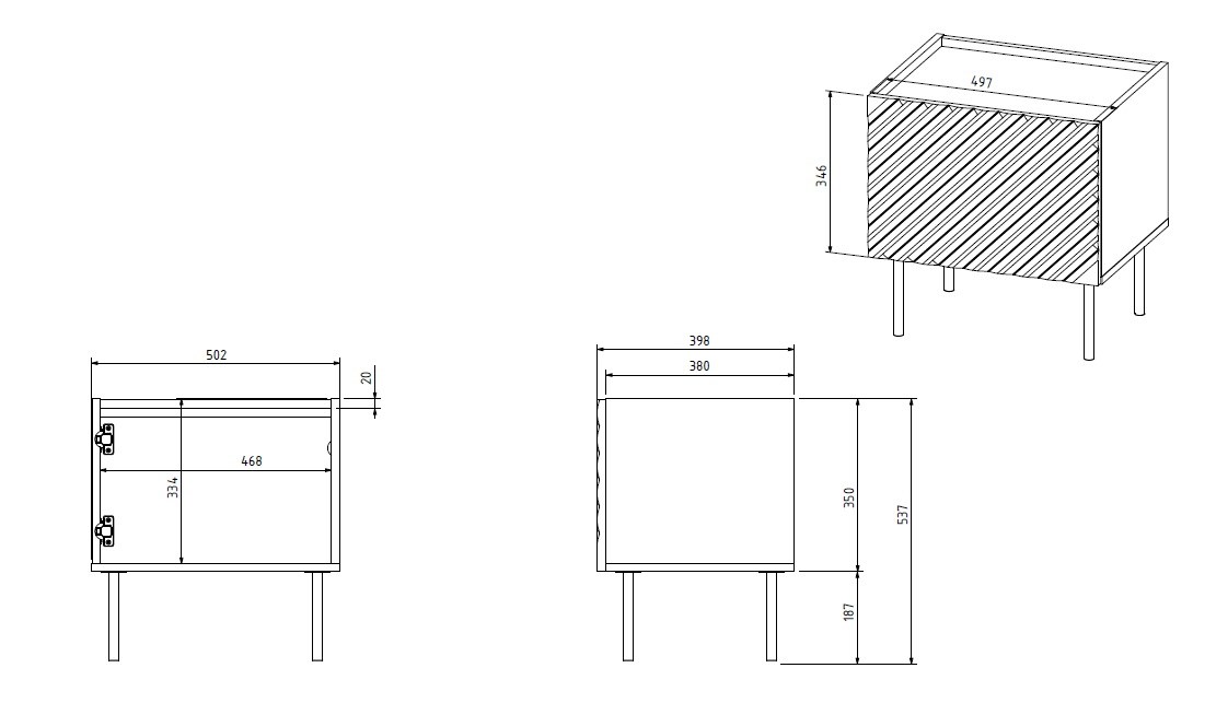 ONDA bedside table 2 pcs. 50x40x54 Green ONDA bedside table 2 pcs. 50x40x54 Green