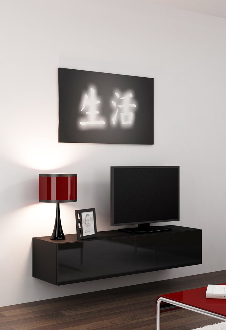 Cama TV stand VIGO 140 30/140/40 black/black gloss Cama TV stand VIGO 140 30/140/40 black/black gloss