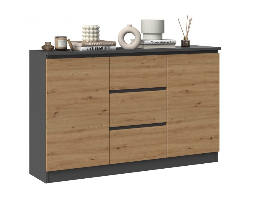 2D3S chest of drawers 120x30x75 cm, anthracite/artisan 2D3S chest of drawers 120x30x75 cm, anthracite/artisan
