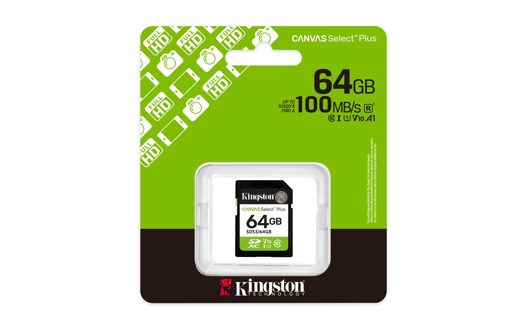 Kingston Technology 64GB SDXC Canvas Select Plus Gen3 100MB/s C10 UHS-I U1 V10 Kingston Technology 64GB SDXC Canvas Select Plus Gen3 100MB/s C10 UHS-I U1 V10