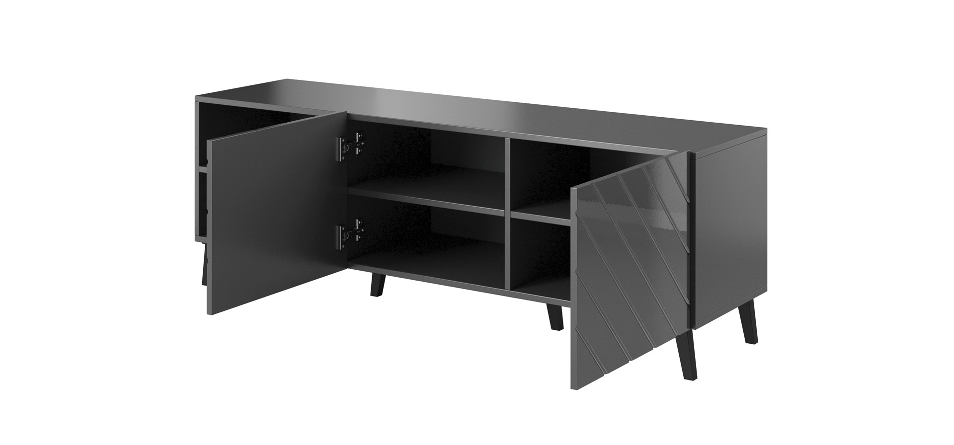 RTV cabinet ABETO 150x42x52 graphite/gloss RTV cabinet ABETO 150x42x52 graphite/gloss