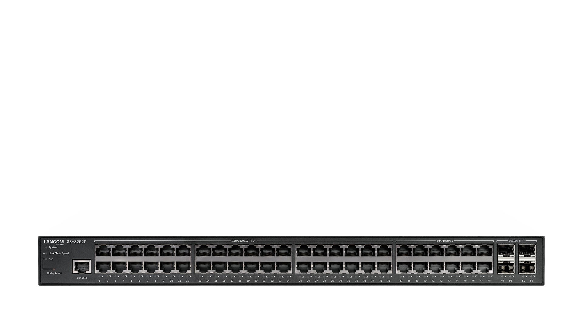 LANCOM GS-3252P Managed L3 Gigabit Ethernet (10/100/1000) Power over Ethernet (PoE) 1U Black LANCOM GS-3252P Managed L3 Gigabit Ethernet (10/100/1000) Power over Ethernet (PoE) 1U Black