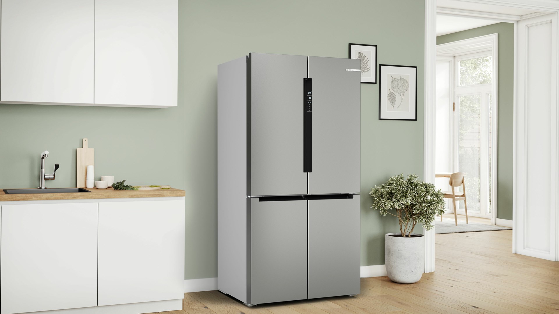 Bosch Serie 4 KFN96VPEA side-by-side refrigerator Freestanding 605 L E Stainless steel Bosch Serie 4 KFN96VPEA side-by-side refrigerator Freestanding 605 L E Stainless steel
