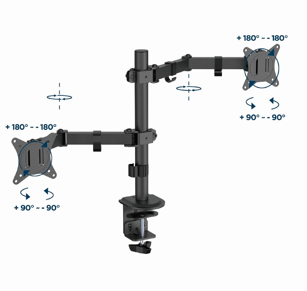 Gembird MA-D2-03 Adjustable desk mounted double monitor arm, 17”-32”, black Gembird MA-D2-03 Adjustable desk mounted double monitor arm, 17”-32”, black