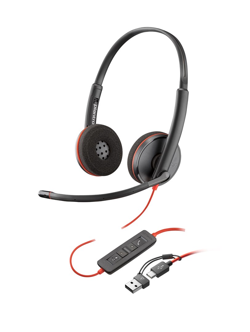 Poly Blackwire 3225 Stereo USB-C Headset +3.5mm Plug +USB-C/A Adapter Poly Blackwire 3225 Stereo USB-C Headset +3.5mm Plug +USB-C/A Adapter