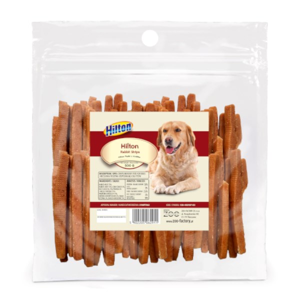 HILTON Rabbit strips - dog treat - 500g HILTON Rabbit strips - dog treat - 500g