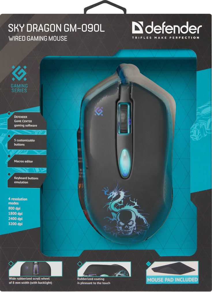 Defender GM-090L mouse Right-hand USB Type-A Optical 3200 DPI Defender GM-090L mouse Right-hand USB Type-A Optical 3200 DPI