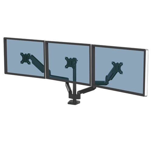 Fellowes Platinum Series Triple Monitor Arm - Monitor Mount for Three 7KG 27 Inch Screens - Adjustable Triple Monitor Desk Mount - Tilt 45° Pan 180° Swivel 360° Rotation 360°, VESA 75 x 75/100 x 100 - Black Fellowes Platinum Series Triple Monitor Arm - Monitor Mount for Three 7KG 27 Inch Screens - Adjustable Triple Monitor Desk Mount - Tilt 45° Pan 180° Swivel 360° Rotation 360°, VESA 75 x 75/100 x 100 - Black