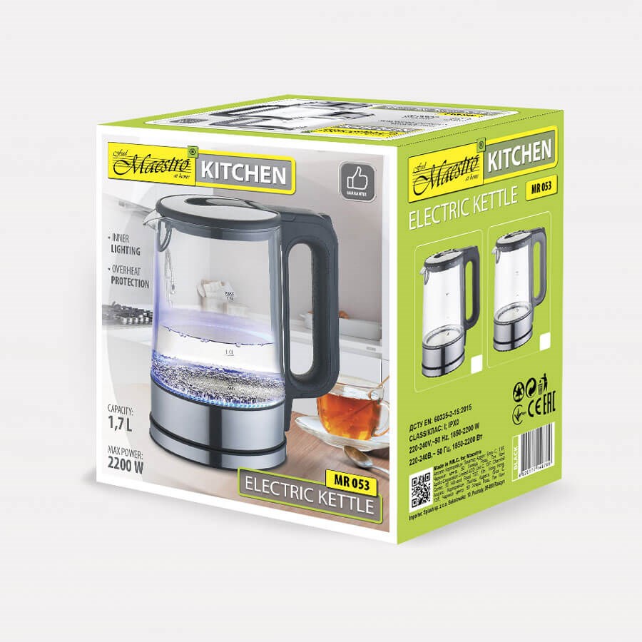 MAESTRO MR-053 electric kettle 1.7 L 2200 W (MR-053-GREY) Grey MAESTRO MR-053 electric kettle 1.7 L 2200 W (MR-053-GREY) Grey