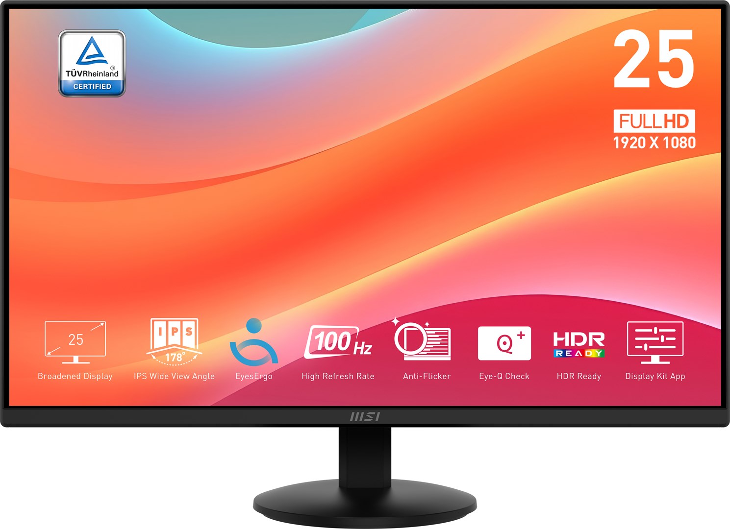 MSI Pro MP252L computer monitor 62.2 cm (24.5") 1920 x 1080 pixels Full HD LED Black MSI Pro MP252L computer monitor 62.2 cm (24.5") 1920 x 1080 pixels Full HD LED Black