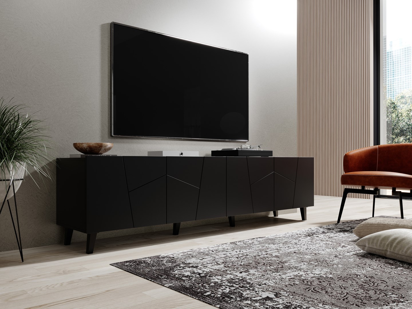 RTV cabinet ETNA 200x42x52 matte black RTV cabinet ETNA 200x42x52 matte black