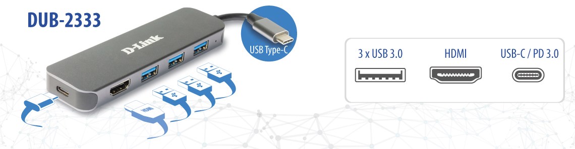 D-Link 5-in-1 USB-C Hub with HDMI/Power Delivery D-Link 5-in-1 USB-C Hub with HDMI/Power Delivery