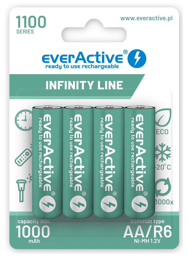 Rechargeable batteries everActive Ni-MH R6 AA 1100 mAh Infinity Line - 4 pieces Rechargeable batteries everActive Ni-MH R6 AA 1100 mAh Infinity Line - 4 pieces