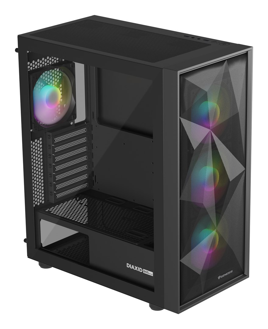 GENESIS DIAXID 605 ARGB MIDI TOWER CASE WITH USB-C WINDOW BLACK GENESIS DIAXID 605 ARGB MIDI TOWER CASE WITH USB-C WINDOW BLACK