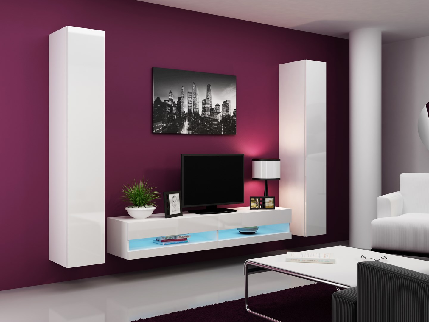 Cama TV stand VIGO NEW 30/180/40 white/white gloss Cama TV stand VIGO NEW 30/180/40 white/white gloss