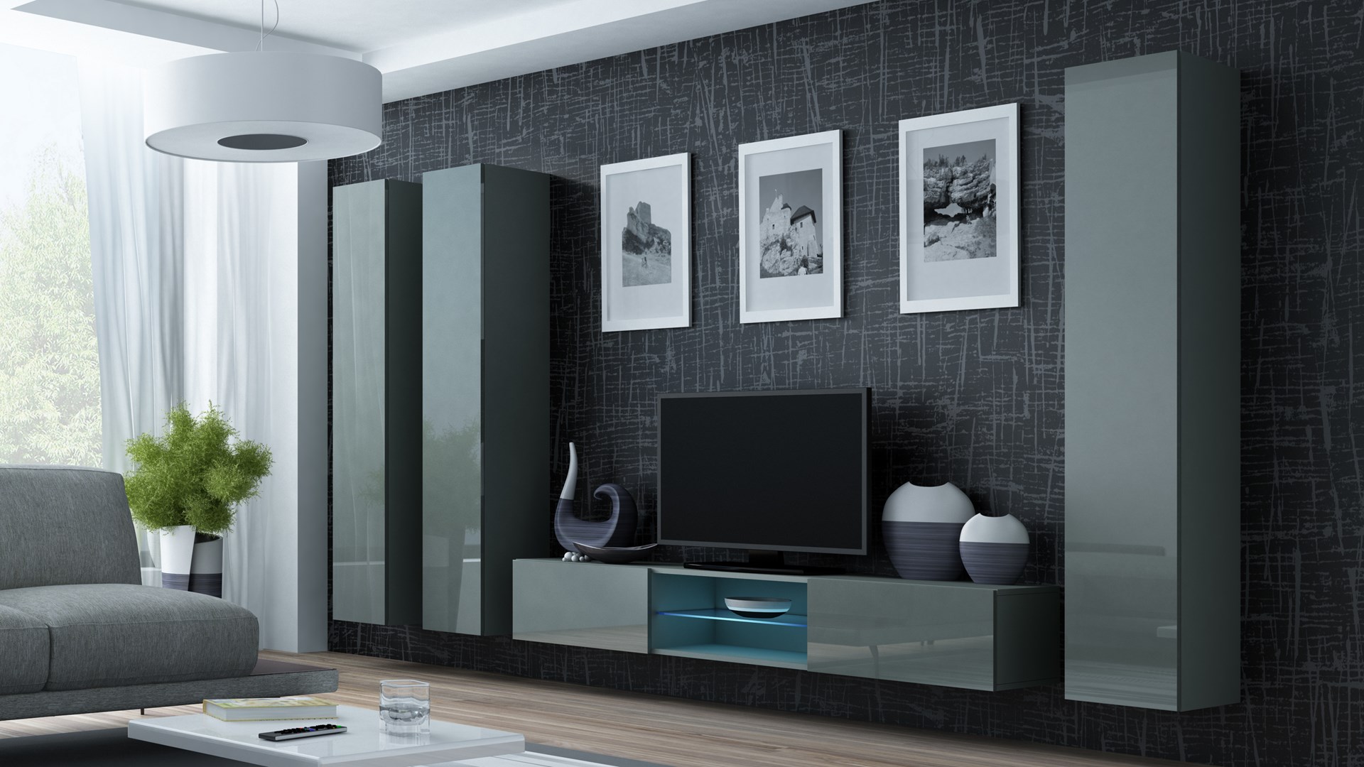 Cama Full cabinet VIGO '180' 180/40/30 grey/grey gloss Cama Full cabinet VIGO '180' 180/40/30 grey/grey gloss