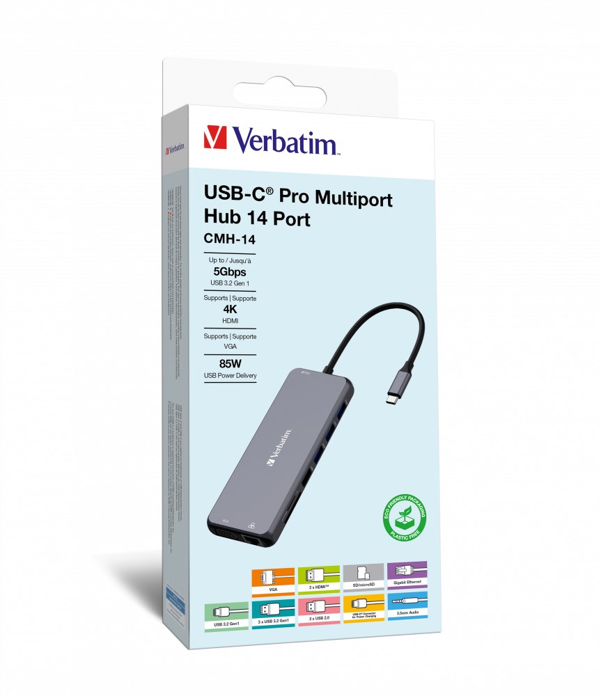 Verbatim CMH-14 USB Type-C 5000 Mbit/s Silver Verbatim CMH-14 USB Type-C 5000 Mbit/s Silver