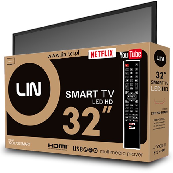 TV 32" LIN 32D1700 SMART HD Ready DVB-T2 TV 32" LIN 32D1700 SMART HD Ready DVB-T2