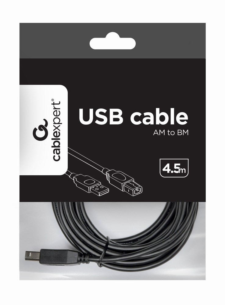 Gembird 4.5m USB 2.0 A/B M USB cable USB A USB B Black Gembird 4.5m USB 2.0 A/B M USB cable USB A USB B Black