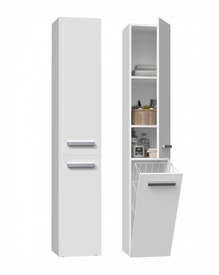 Bathroom cabinet NEL IV 31x30x174 cm, matt white Bathroom cabinet NEL IV 31x30x174 cm, matt white