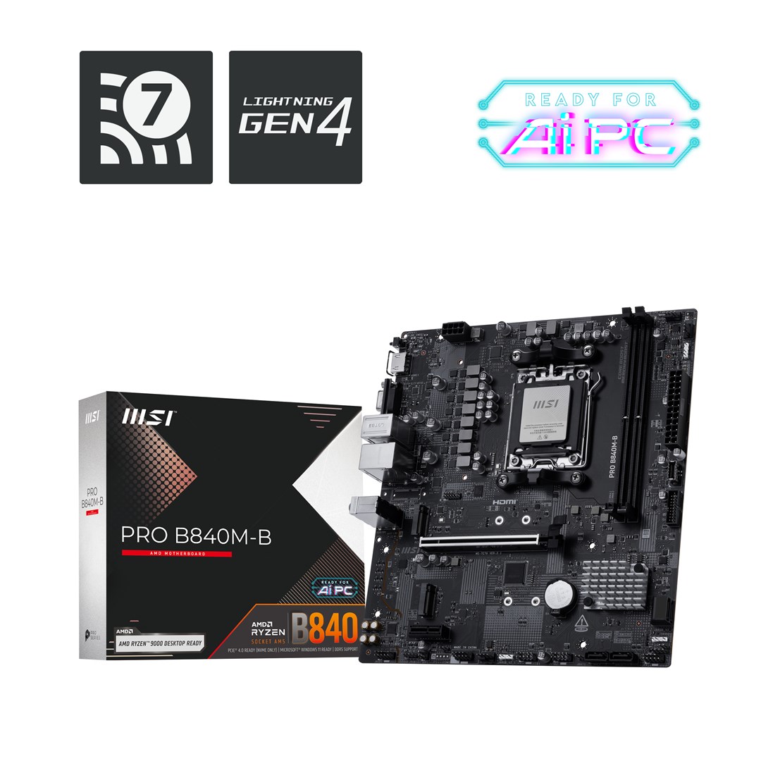 MSI PRO B840M-B motherboard AMD B840 Socket AM5 micro ATX MSI PRO B840M-B motherboard AMD B840 Socket AM5 micro ATX