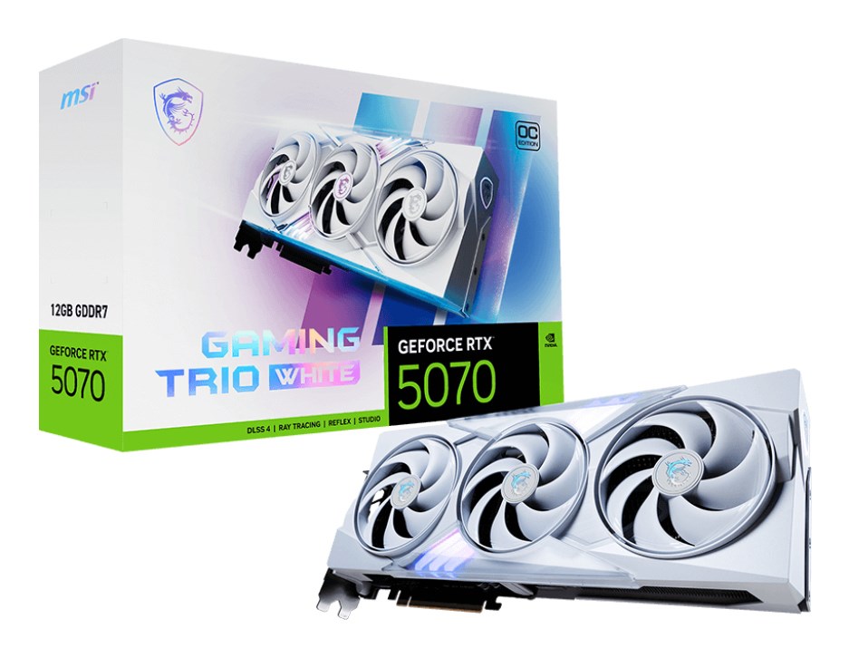 MSI GAMING GeForce RTX 5070 12G TRIO OC WHITE NVIDIA 12 GB GDDR7 MSI GAMING GeForce RTX 5070 12G TRIO OC WHITE NVIDIA 12 GB GDDR7