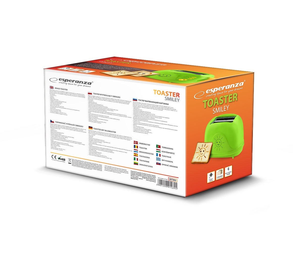 Esperanza EKT003 Toaster 750 W Green Esperanza EKT003 Toaster 750 W Green