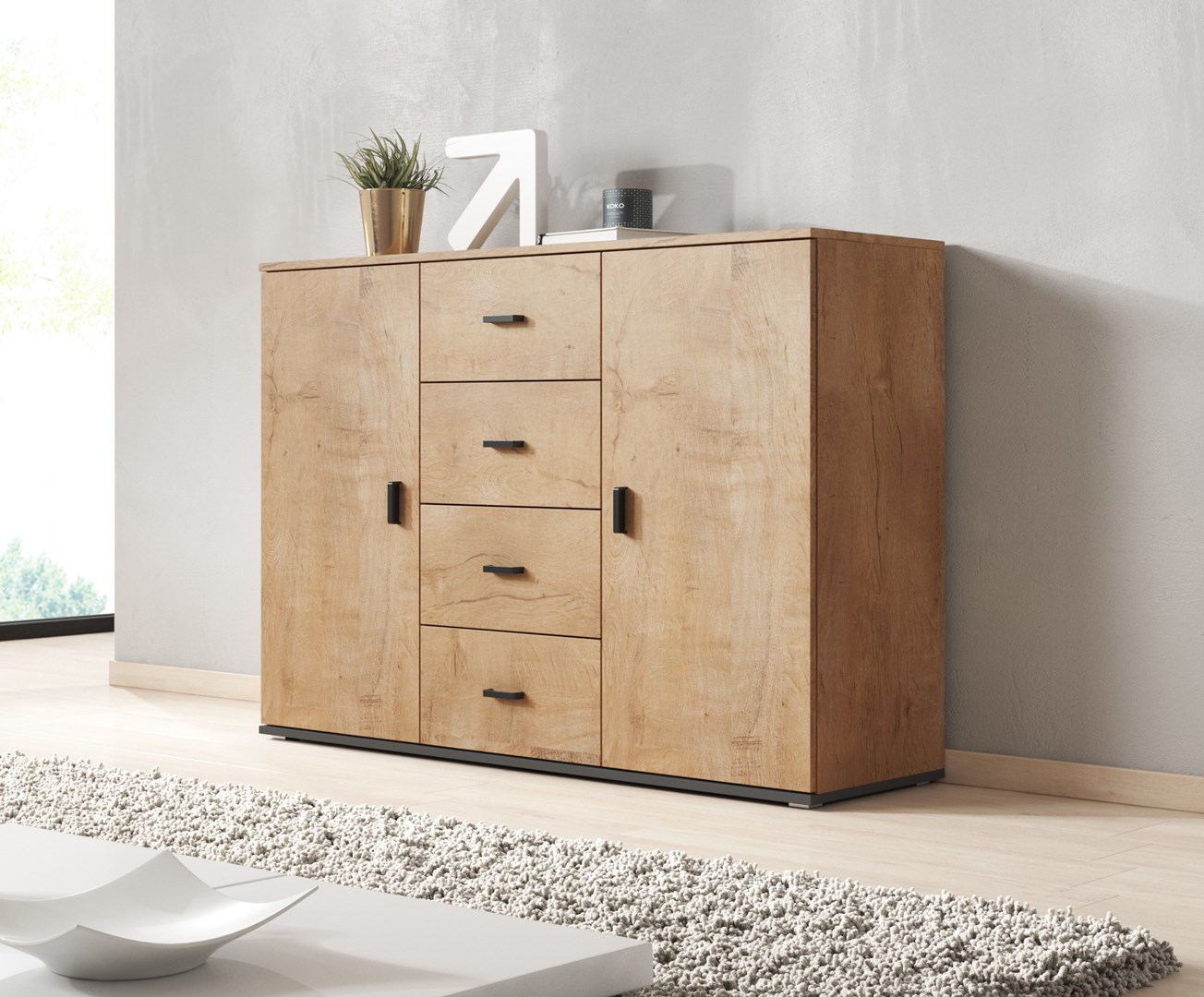 Cama living room sideboard UNI lefkas oak/black Cama living room sideboard UNI lefkas oak/black