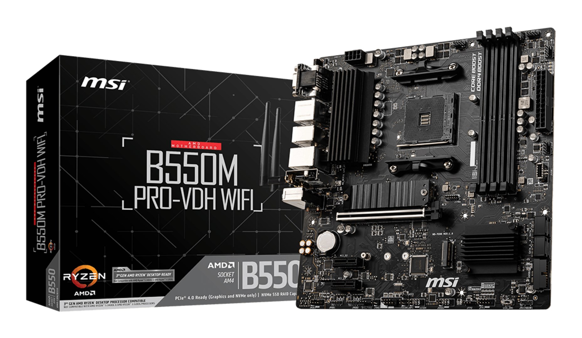 MSI B550M PRO-VDH WIFI motherboard AMD B550 Socket AM4 micro ATX MSI B550M PRO-VDH WIFI motherboard AMD B550 Socket AM4 micro ATX
