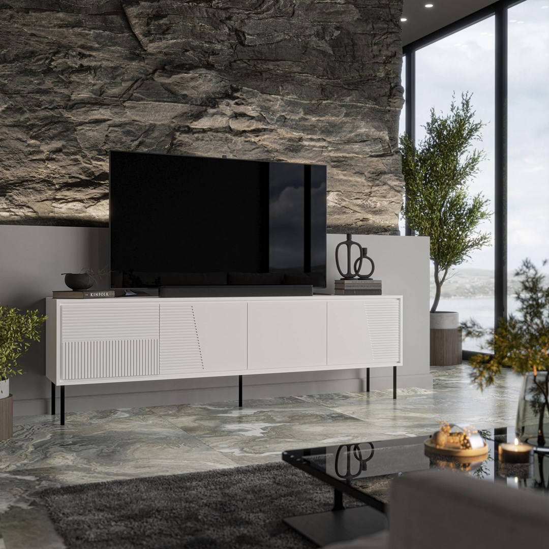 RTV cabinet ABI 4D 200x38x62 white matt RTV cabinet ABI 4D 200x38x62 white matt