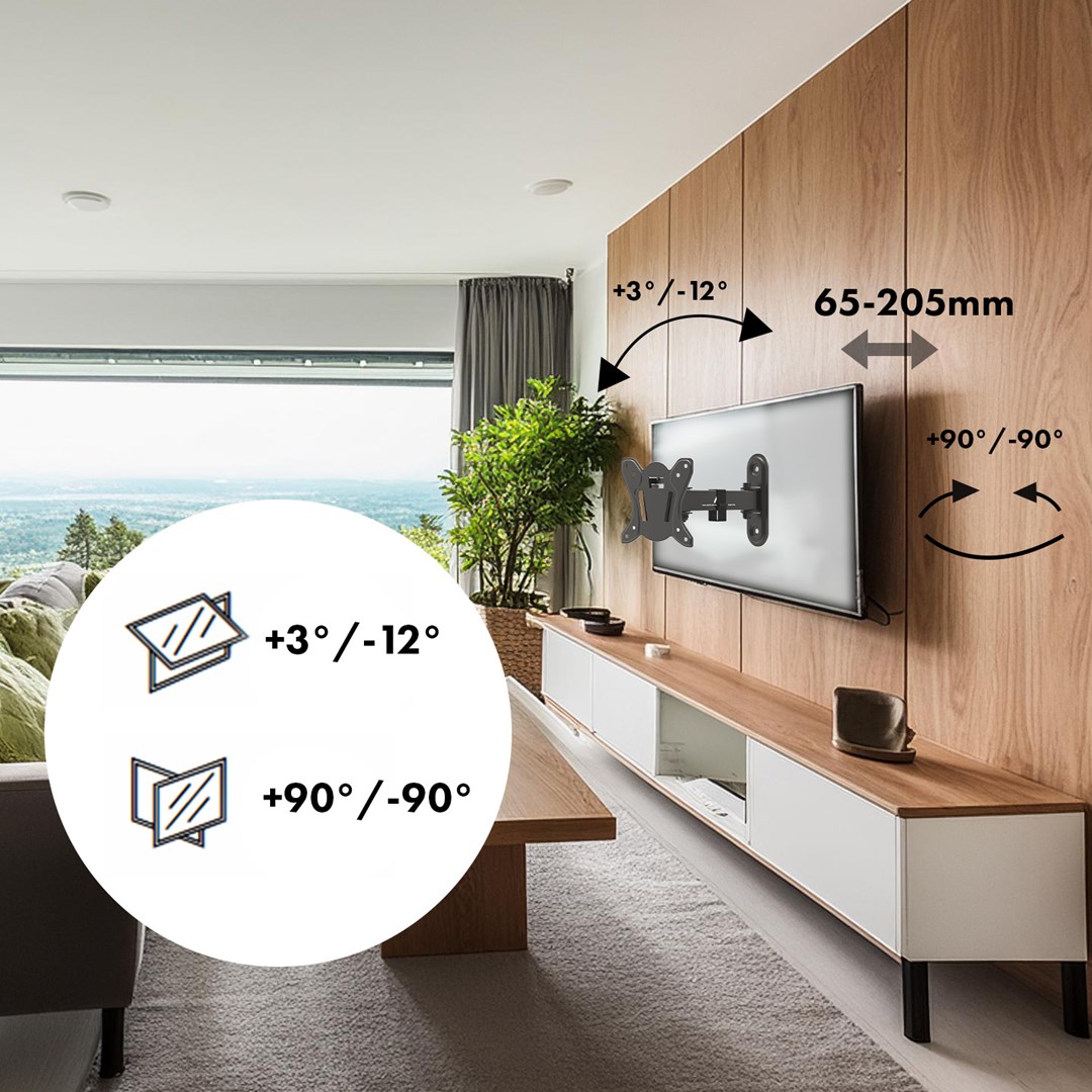 Maclean MC-416 TV Monitor Wall Mount 13"-32" 30kg Tilt Rotate max. VESA 100x100 Black Powder Coating LED OLED LCD Universal Bracket Holder Maclean MC-416 TV Monitor Wall Mount 13"-32" 30kg Tilt Rotate max. VESA 100x100 Black Powder Coating LED OLED LCD Universal Bracket Holder