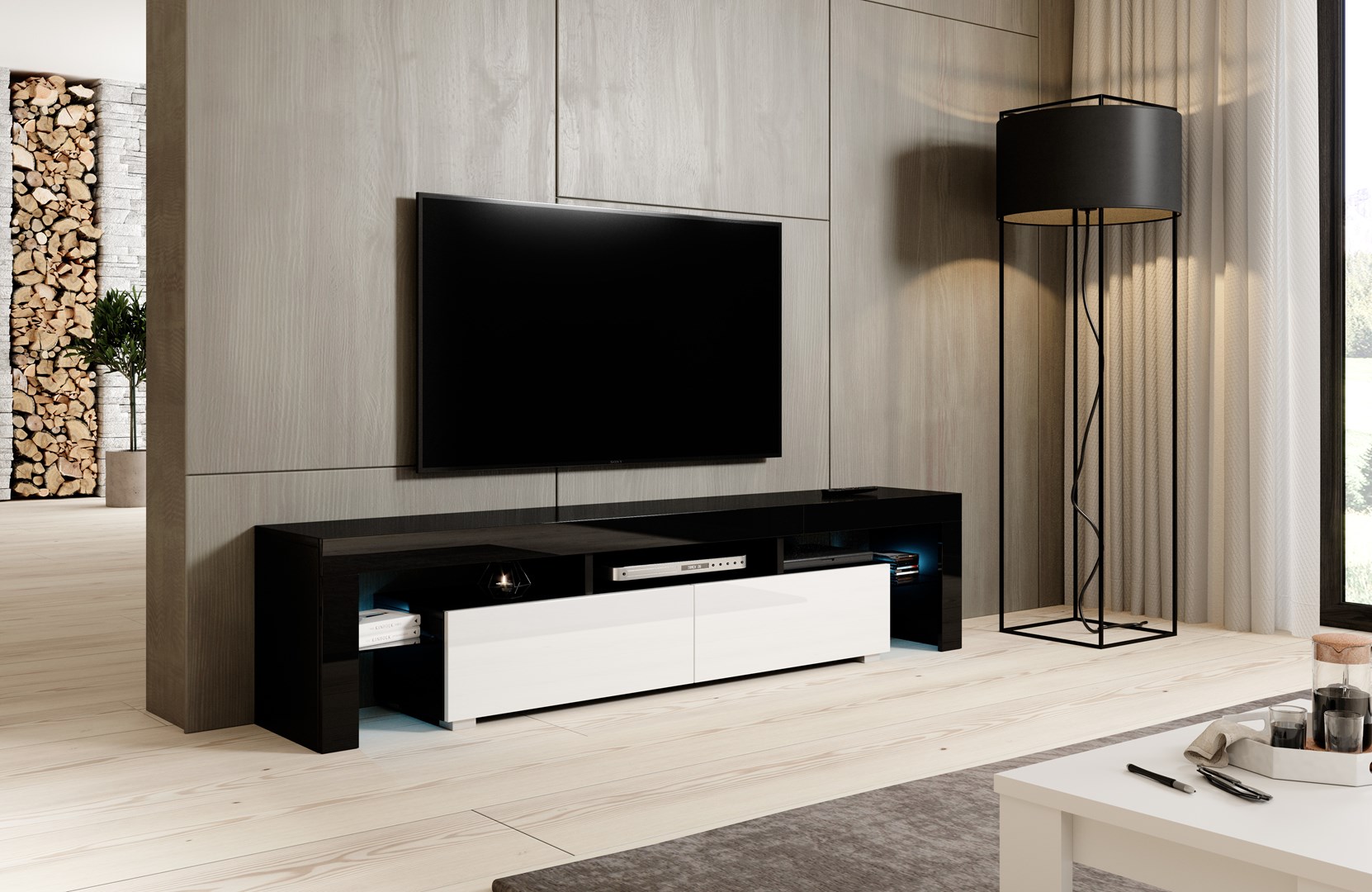 Cama TV stand TORO 200 black/white gloss Cama TV stand TORO 200 black/white gloss