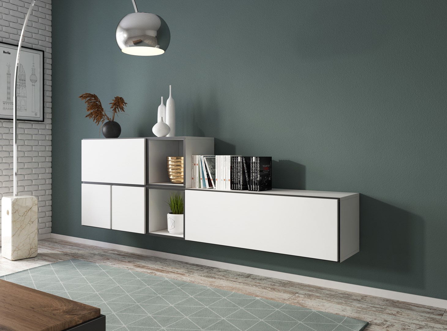 Cama living room furniture set ROCO 9 (RO1+RO3+2xRO6+2xRO5) white/black/white Cama living room furniture set ROCO 9 (RO1+RO3+2xRO6+2xRO5) white/black/white