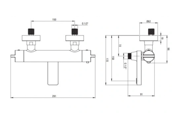 Thermostatic bathtub mixer Thermostatic bathtub mixer