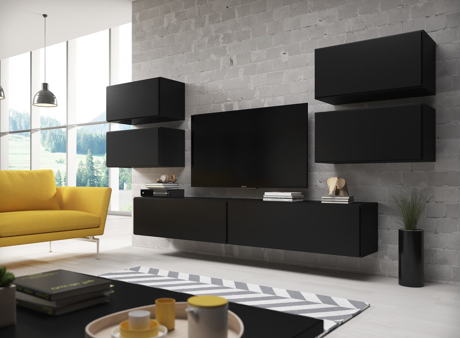Cama living room furniture set ROCO 2 (2xRO1 + 4xRO3) black/black/black Cama living room furniture set ROCO 2 (2xRO1 + 4xRO3) black/black/black