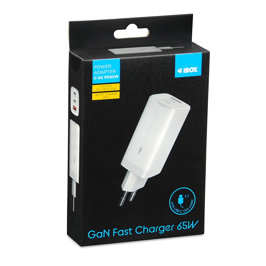 iBOX C-65 White, GaN 65W universal charger iBOX C-65 White, GaN 65W universal charger
