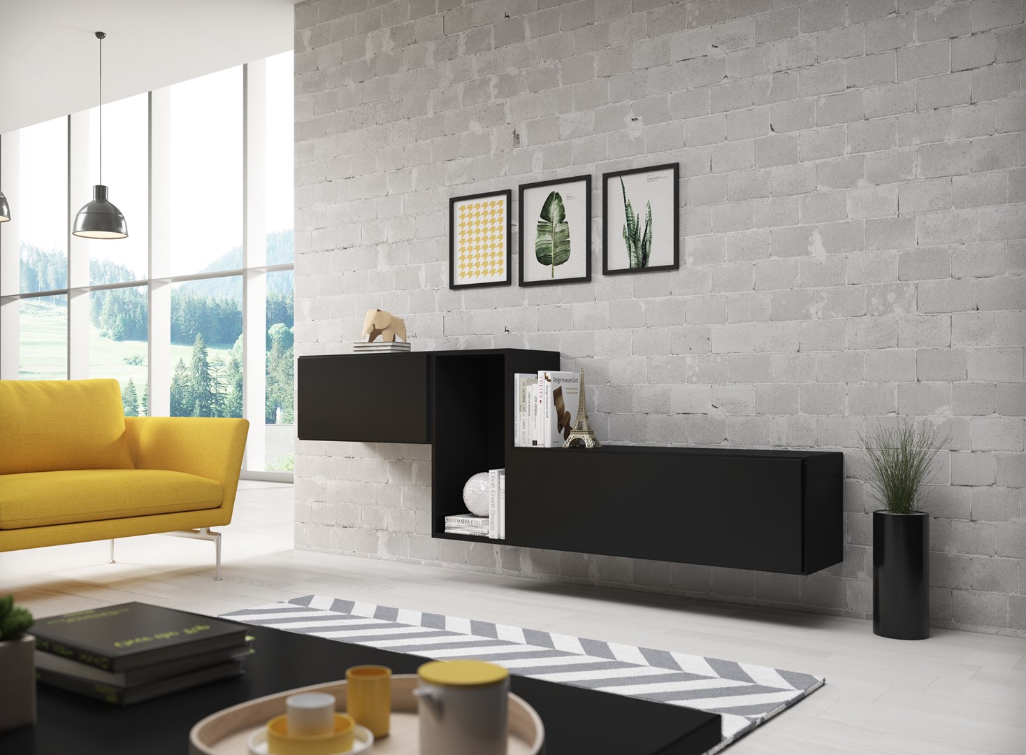 Cama living room furniture set ROCO 11 (RO1+RO3+RO4) black/black/black Cama living room furniture set ROCO 11 (RO1+RO3+RO4) black/black/black