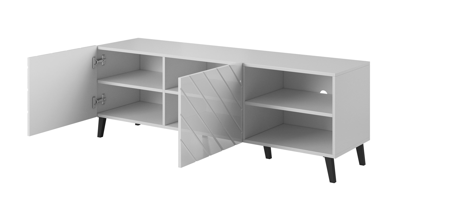RTV cabinet ABETO 150x42x52 white/white glossy RTV cabinet ABETO 150x42x52 white/white glossy